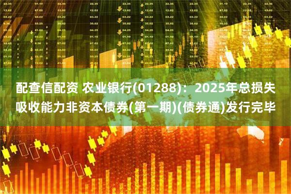 配查信配资 农业银行(01288)：2025年总损失吸收能力非资本债券(第一期)(债券通)发行完毕
